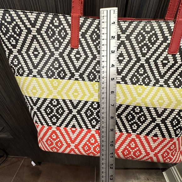 INC International Concepts Reyna Popsicle Tote Faux Leather Large Bag Red Yellow - Picture 14 of 14